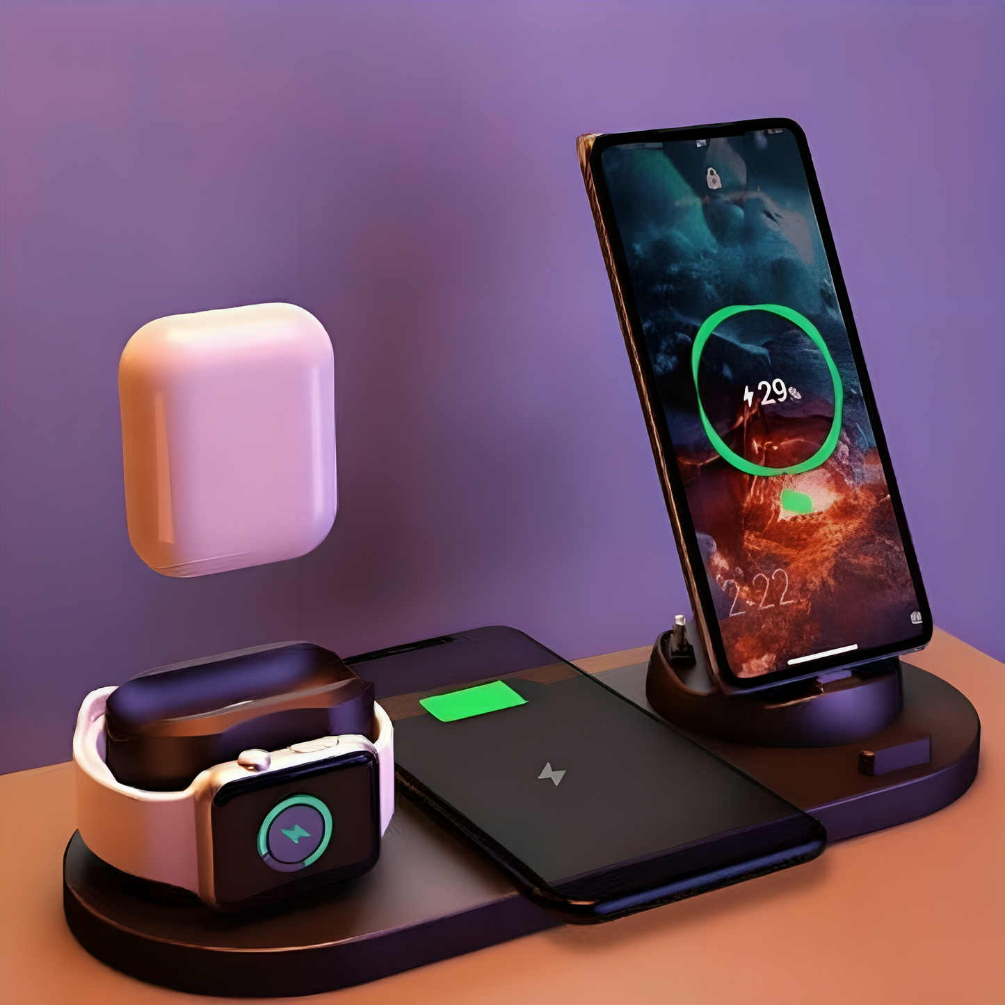 Fast&Wireless Charger For Phone With Charging Pad For Watch and Dock for AirPods 6 In 1 Charging Dock Station